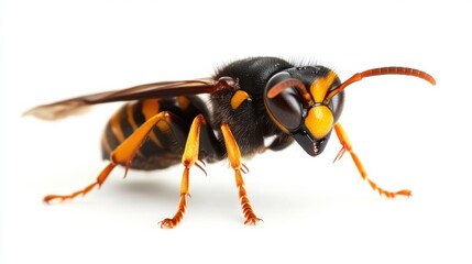 Hornet Closeup: Powerful and Strong Asian Wasp in Black and Yellow, Threatening Bee Extinction