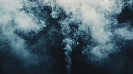 Poster - Dense smoke cloud slowly swirling on a dark background, creating a mysterious and eerie effect.