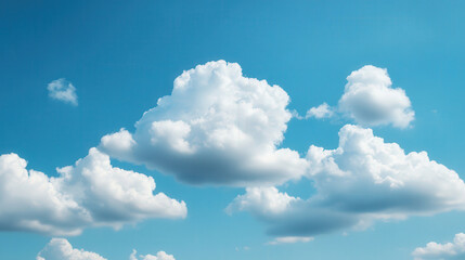 Serene Summer Sky, expansive blue expanse dotted with soft white clouds, ideal for personal messages, evokes tranquility and warmth of a sunny day