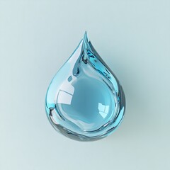 Wall Mural - A realistic 3D droplet of water, showcasing reflections and a vibrant blue hue, isolated against a light background, representing water conservation