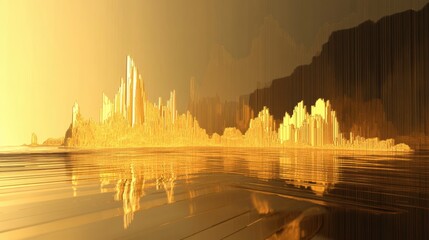 Poster - Financial graph showing gold stock trends, highlighting the gold mining sector performance, detailed in a sleek presentation