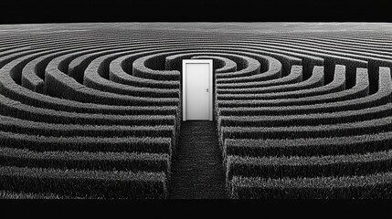 Wall Mural - perception, maze: an event represented as a starting point in a maze of twists and turns, where perc