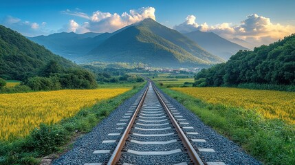 Poster - Railway Through Mountain Landscape