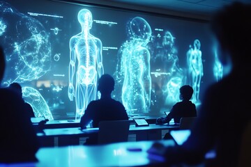 Poster - Students observe holographic projections of human anatomy