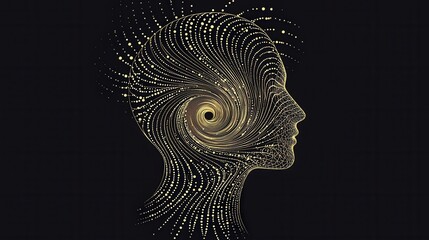 Poster - Spiral of Mind to Speech: A human head with a spiral coming out of the forehead, transitioning from subtle thought patterns to bold, clear words