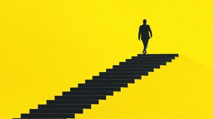 Wall Mural - Steps to Habit Formation: A staircase where each step is labeled with an action, and as the person climbs, the steps merge into a solid ramp, symbolizing the seamless transition from action to habit