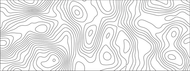 White background topography contour map with black curve lines. Geography contour map linear background vector illustration. White topology and topography vector design
