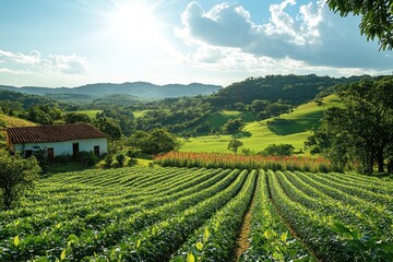 Canvas Print - Rural Landscape with a Farmhouse