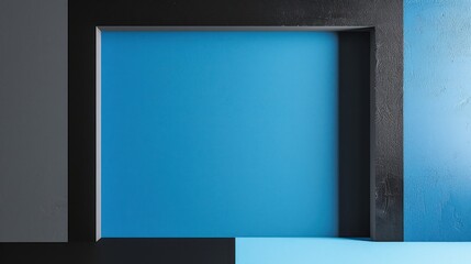 Canvas Print - Blue Wall with Black Frame