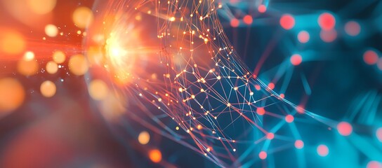 Poster - Abstract Network with Glowing Lines and Nodes