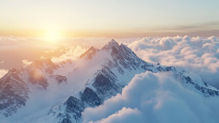 Poster - Majestic Mountain Sunrise Above the Clouds