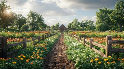 Wall Mural - Rustic Farmhouse Garden Path