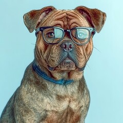 Canvas Print - dog wear glasses with strange facial expressions on solid white background fa0283f173cf