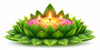© Netaya - Loy Krathong Festival: Glowing Leaves Illustration Isolated on White Background, Capturing the Warmth and Festive Atmosphere of Thai Celebration