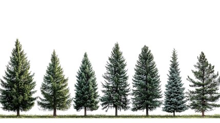 Canvas Print - Coniferous forest, seamless border, isolated on white background 