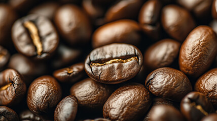 Roasted coffee beans background 
