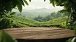 © CLOVER BACKGROUND - Serene View of Green Tea Fields with Natural Surroundings