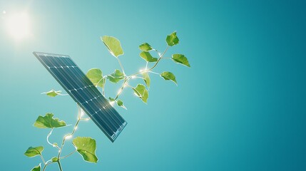 Wall Mural - Minimalistic Scene of a Single Solar Panel