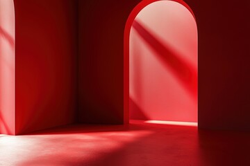 Wall Mural - Red room with arched doorways