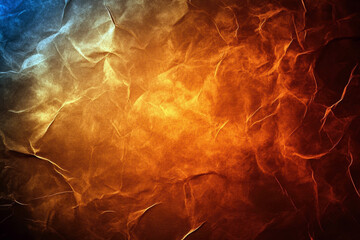 Aufkleber - A visually striking abstract image featuring a crumpled texture of warm orange and cool blue hues, creating a dynamic interplay of light and shadow that captivates the viewer.