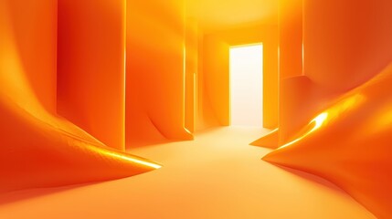 Wall Mural - Orange abstract room with light