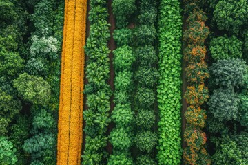 Poster - Aerial View of a Farmland with Different Crops