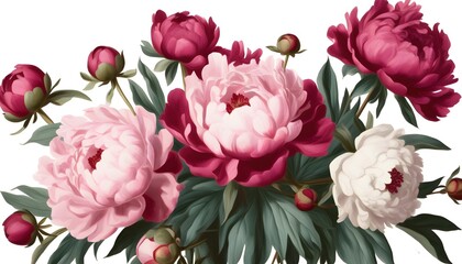 Sticker - Elegant pink peonies in a vibrant oil painting, capturing beauty and grace