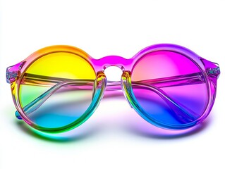 A pair of colorful sunglasses on a white background