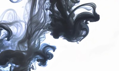 Wall Mural - abstract art of blue ink swirling and flowing through water. create an artistic and beautiful image 