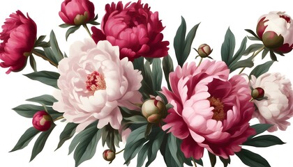 Wall Mural - Elegant pink peonies in a vibrant oil painting, capturing beauty and grace