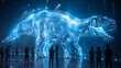© Dmitry - A massive holographic dinosaur awe-inspires viewers at a museum's immersive art exhibition showcasing innovative technology