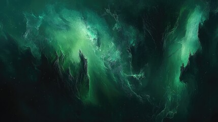 Wall Mural - Ethereal Green Abstract Cosmic Background