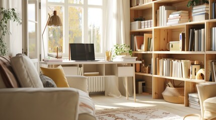 Poster - Cozy Living Room with Bookshelf