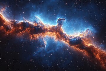 Wall Mural - wide cosmic expanse filled with vibrant blue nebulae and twinkling stars evoking a sense of wonder a