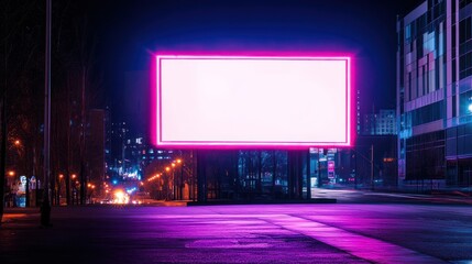 Sticker - Blank Billboard Neon Light Cityscape