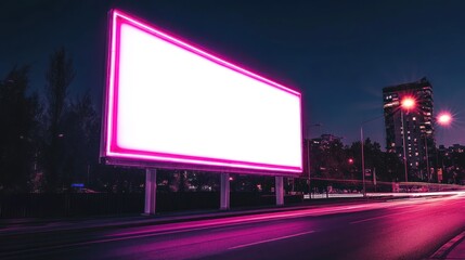 Canvas Print - Blank Billboard at Night