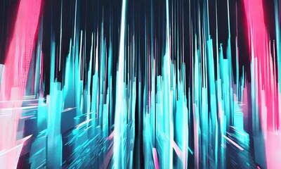 Poster - A digital cityscape with glowing neon lines, creating a sense of futuristic energy.