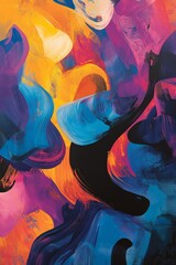 Poster - This image showcases a vibrant and expressive abstract painting, featuring swirling colors and dynamic brushstrokes.