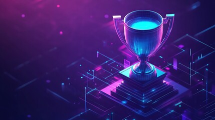 Wall Mural - Cybernetic Trophy on a Digital Pedestal