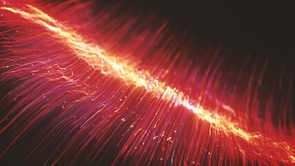 Wall Mural - Light Strings Particles Falls/ Animation of an abstract background with flowing colorful light strings and depth of field