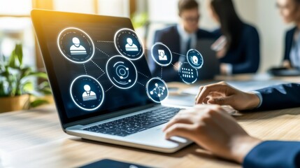 Poster - Businessman Using Laptop for Data Analysis in Office