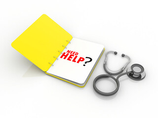 Poster - 3d rendering folder with stethoscope