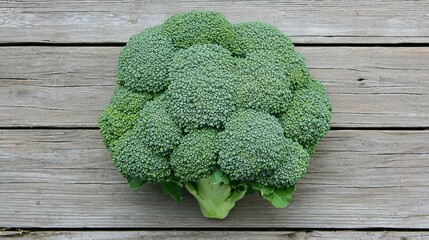 Fresh Green Broccoli on Wooden Background: A Nutrient-Rich Cruciferous Vegetable for Healthy Eating