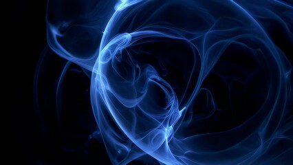 Wall Mural - A swirling, luminous blue energy form, abstract and ethereal, against a deep transparent background.
