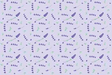 Wall Mural - Illustration, Abstract pattern of lavender flower on soft violet color background.