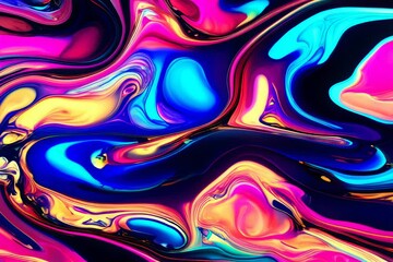 Poster - Abstract swirling liquid with vibrant colors, flowing and mixing, creating a mesmerizing visual experience.