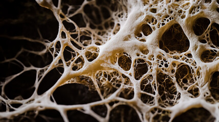 A detailed, of a mycelium root structure.