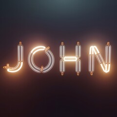 Wall Mural - 3D John name text background with glowing lights