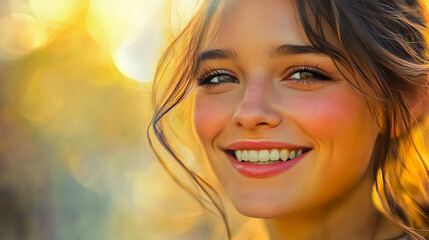 Wall Mural - Portrait of a happy woman with a radiant smile.