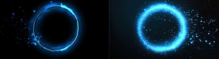 Poster - A holographic hud circle with blue glow on a transparent background